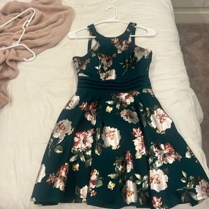 cute green flower print dress